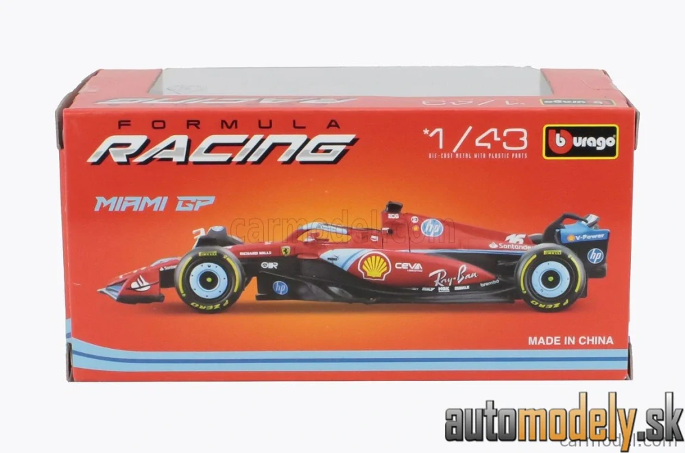 Bburago - FERRARI - F1 SF-24 TEAM SCUDERIA FERRARI N 16 3rd MIAMI GP 2024 CHARLES LECLERC - 1:43
