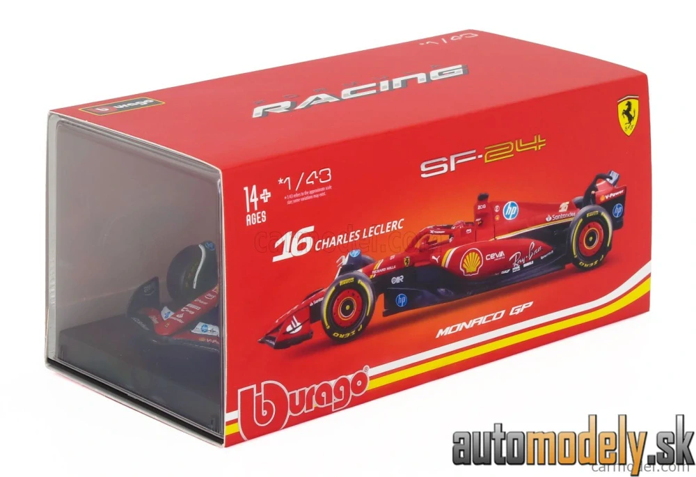 BURAGO - FERRARI - F1 SF-24 TEAM SCUDERIA FERRARI N 16 WINNER MONACO GP 2024 CHARLES LECLERC - 1:43
