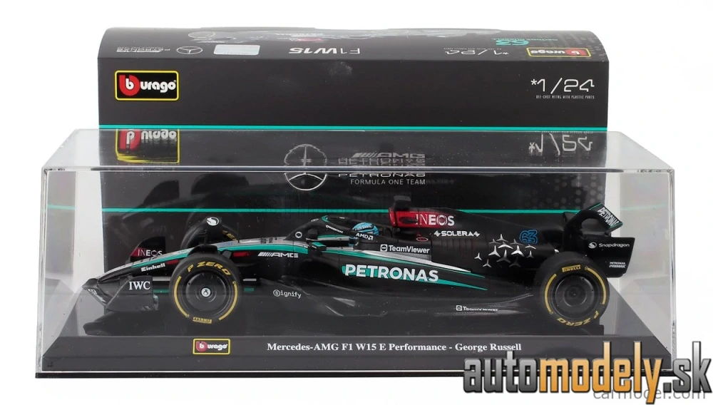 Bburago - MERCEDES GP - F1 W15 EQ PERFORMANCE TEAM AMG PETRONAS MOTORSPORT N 63 SEASON 2024 GEORGE RUSSELL - 1:24