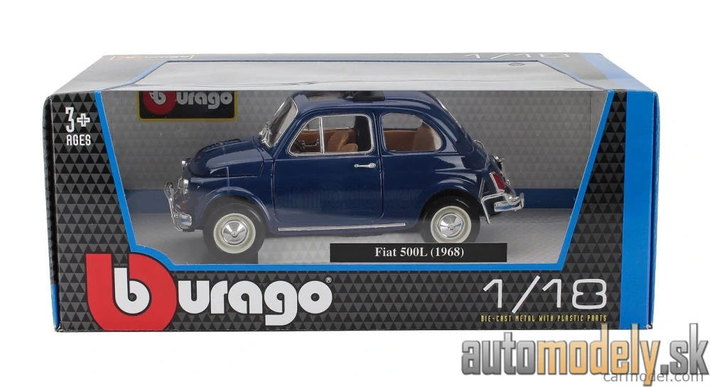 Bburago - FIAT - 500L OPEN ROOF 1968 - BLUE - 1:16