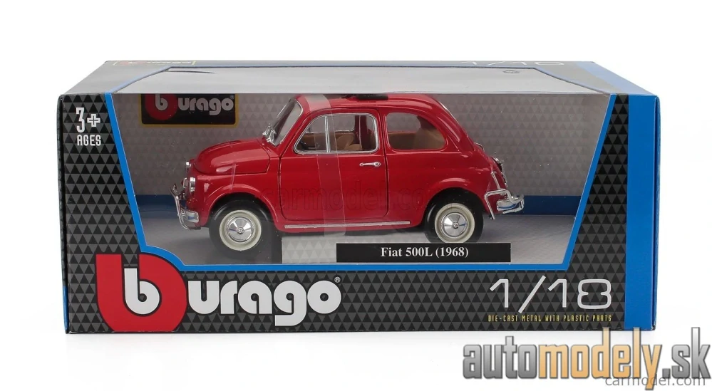 Bburago - FIAT - 500L OPEN ROOF 1968 - RED - 1:16
