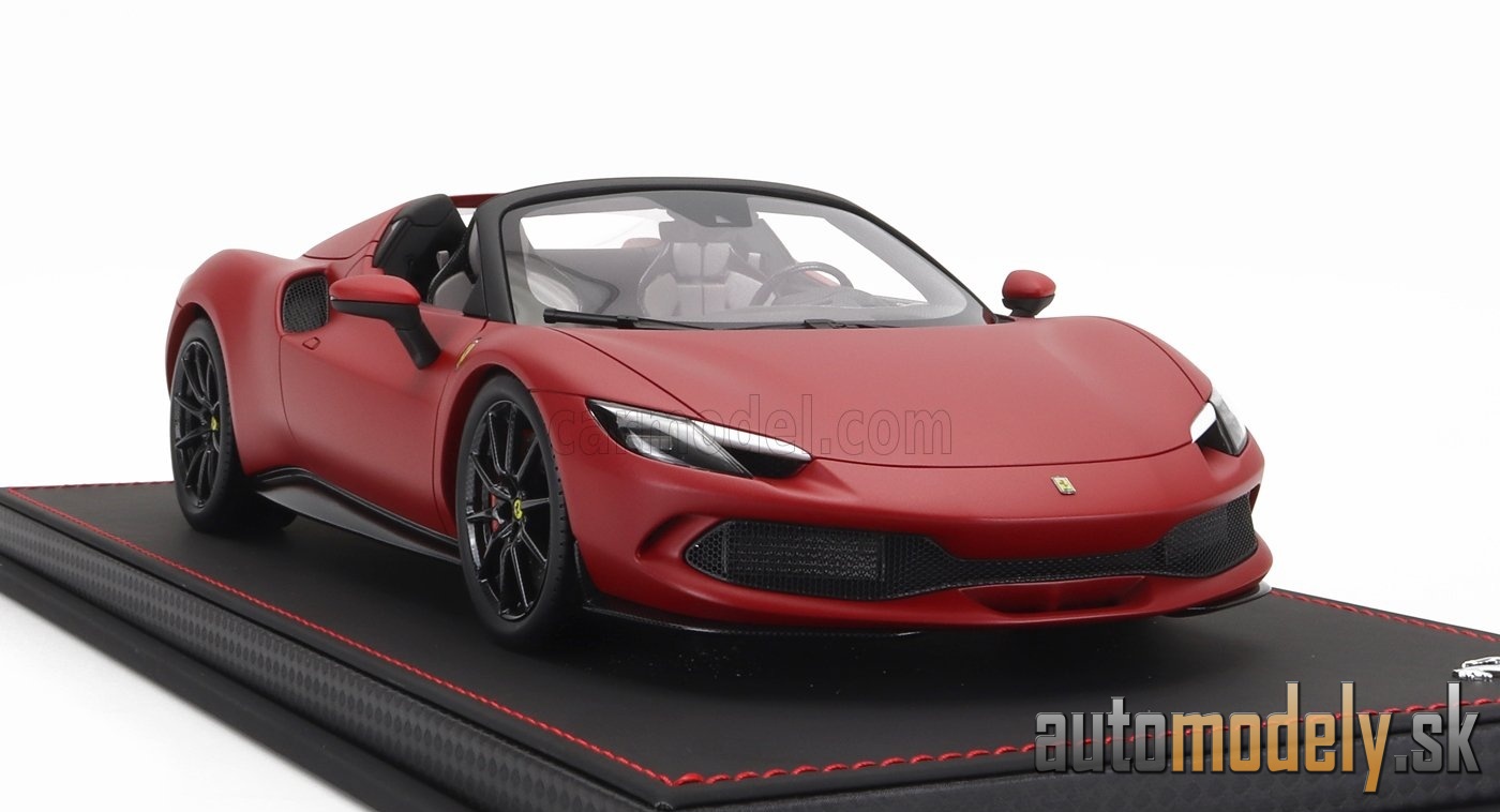 BBR-MODELS - FERRARI - 296 GTS SPIDER 2022 - CON VETRINA - WITH SHOWCASE  (ROSSO F1 SF75 - MATT RED) - 1:18