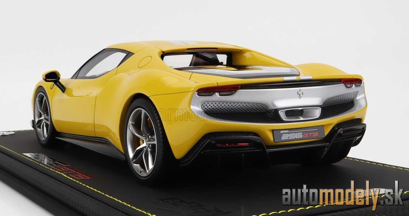 BBR-MODELS - FERRARI - 296 GTB ASSETTO FIORANO 2022 - CON VETRINA - WITH SHOWCASE (GIALLO MODENA - YELLOW SILVER) - 1:18