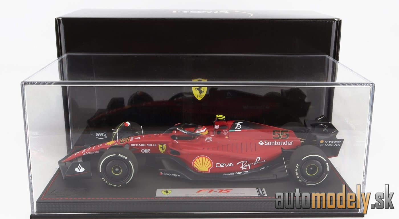 BBR-MODELS - FERRARI - F1-75 TEAM SCUDERIA FERRARI N 55 AUSTRALIAN GP 2022 CARLOS SAINZ - CON VETRINA - WITH SHOWCASE - 1:18