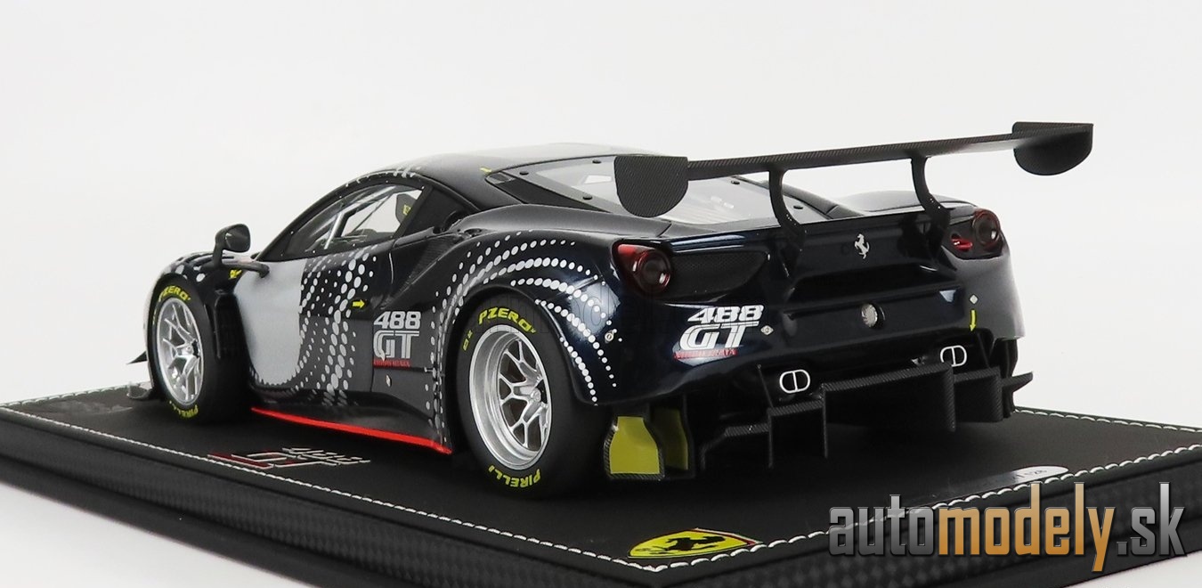BBR-MODELS - FERRARI - 488 GT MODIFICATA CLUB COMPETIZIONI GT 2020 - CON VETRINA - WITH SHOWCASE (BLU NART - BLUE SILVER) - 1:18