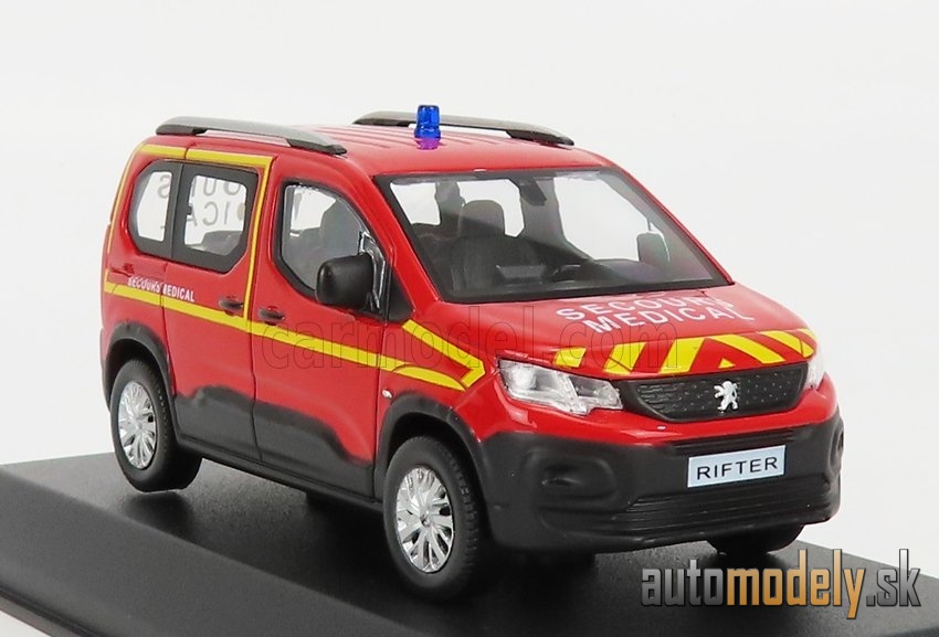 NOREV - PEUGEOT - RIFTER POMPIERS SECOURS MEDICAL 2019 (RED YELLOW) - 1:43 