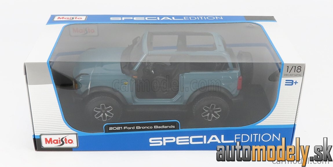 Maisto - FORD USA - BRONCO BADLANDS WITHOUT DOORS 2021 - BLUE - 1:18
