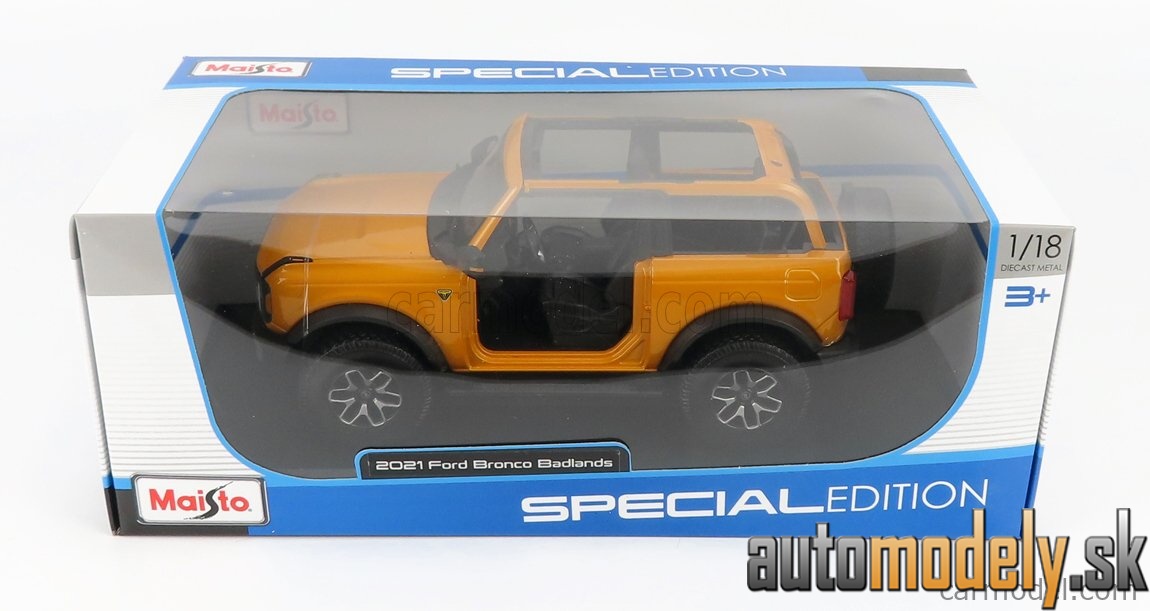 Maisto - FORD USA - BRONCO BADLANDS WITHOUT DOORS 2021 - YELLOW MET - 1:18