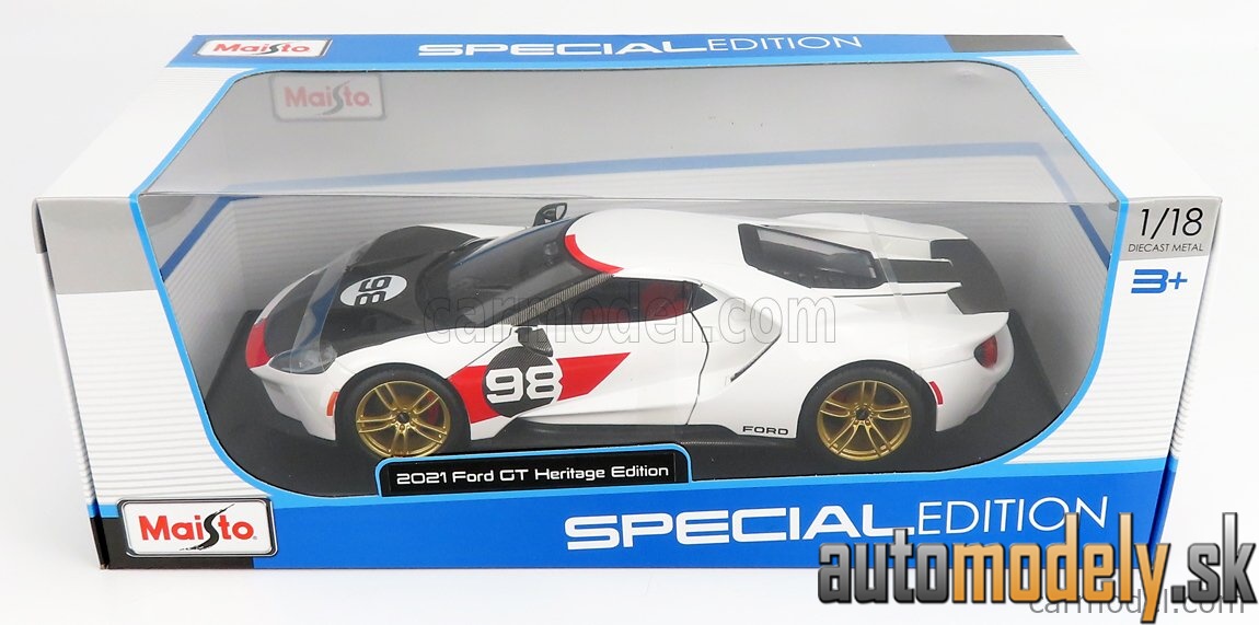 Maisto - FORD USA - GT N 98 DAYTONA LIVERY 2021 - WHITE BLACK - 1:18