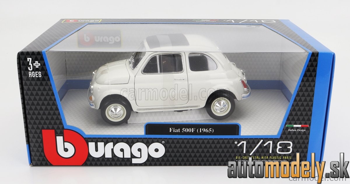 Bburago - FIAT - 500F CLOSED ROOF 1965 - WHITE - 1:18