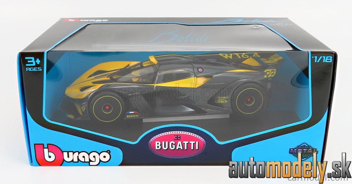 Bburago - BUGATTI - BOLIDE W16 8.0 FOUR-TURBO 1850hp 500km/h 2020 - YELLOW BLACK - 1:18