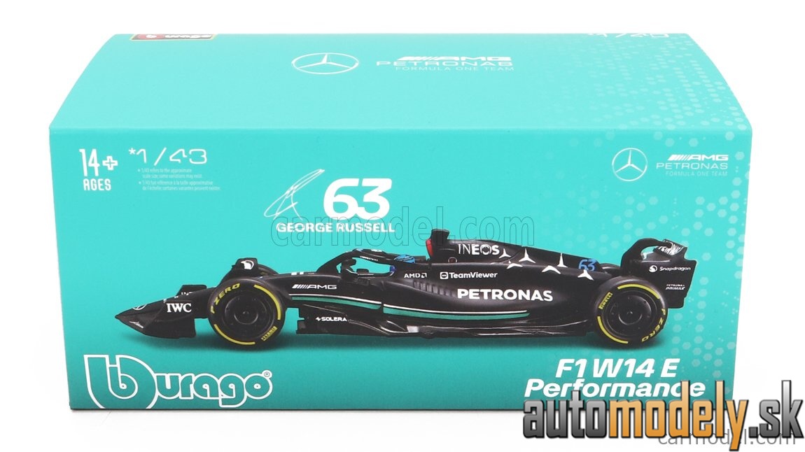 Bburago - MERCEDES GP F1 W14 TEAM MERCEDES-AMG PETRONAS FORMULA ONE N 63 SEASON 2023 GEORGE RUSSEL - 1:43