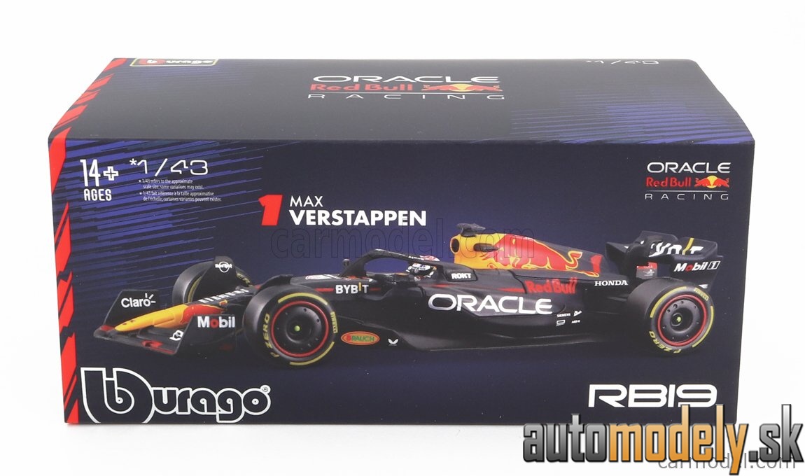 Bburago - RED BULL F1 RB19 TEAM ORACLE RED BULL RACING N 1 WORLD CHAMPION SEASON 2023 MAX VERSTAPPEN - 1:43