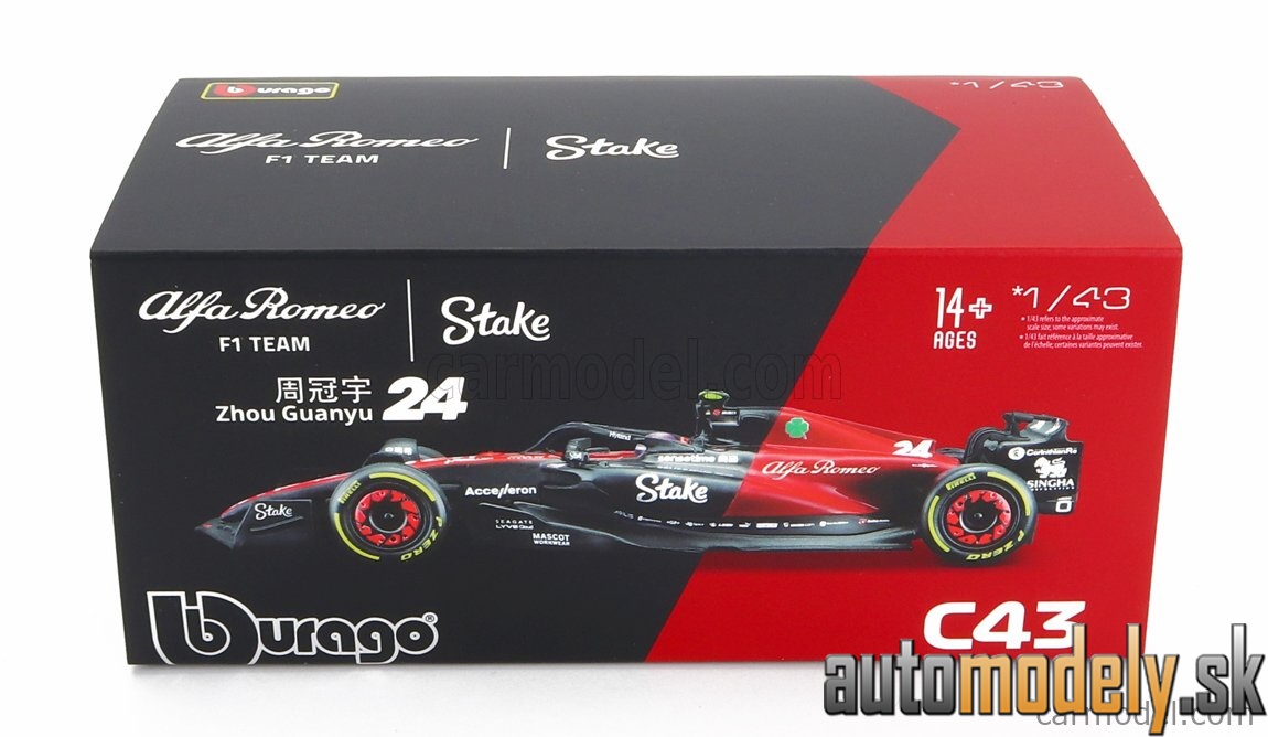 Bburago - ALFA ROMEO F1 C43 TEAM STAKE N 24 SEASON 2023 GUANYU ZHOU - 1:43