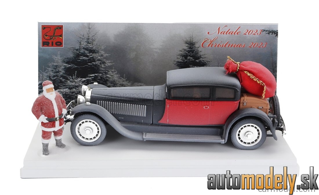 RIO - BUGATTI TYPE 41 ROYALE WEYMANN 1929 CHRISTMAS EDITION 2023 CON BABBO NATALE WITH SANTA CLAUS FIGURE WHITE BLACK RED - 1:43