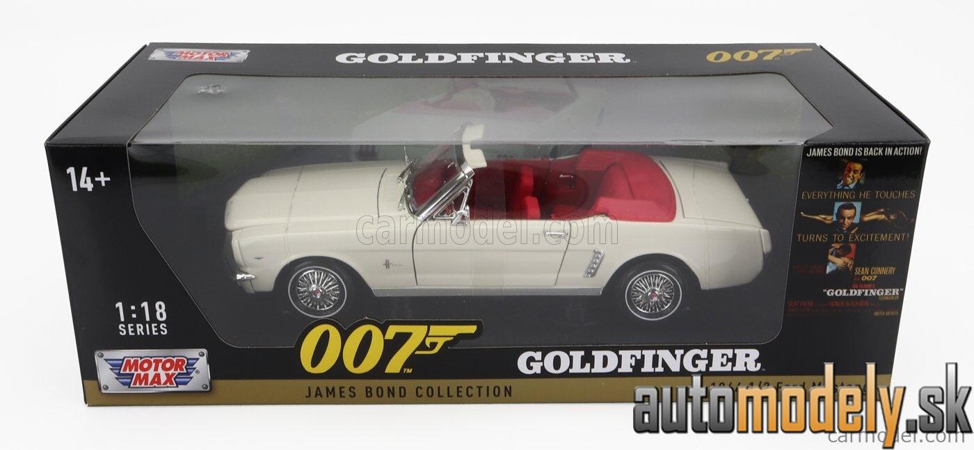 Motormax - FORD MUSTANG CABRIOLET OPEN 1964 JAMES BOND 007 GOLDFINGER MISSIONE GOLDFINGER WHITE - 1:18