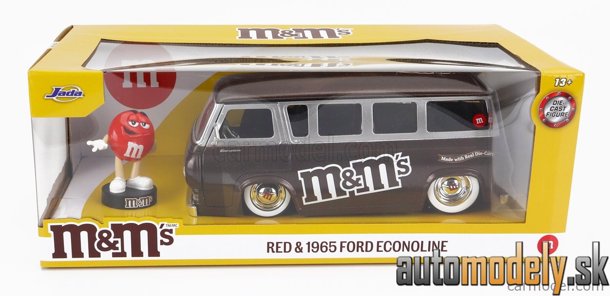Jada - FORD USA ECONOLINE MINIBUS WITH M&M's FIGURE 1965 BROWN - 1:24