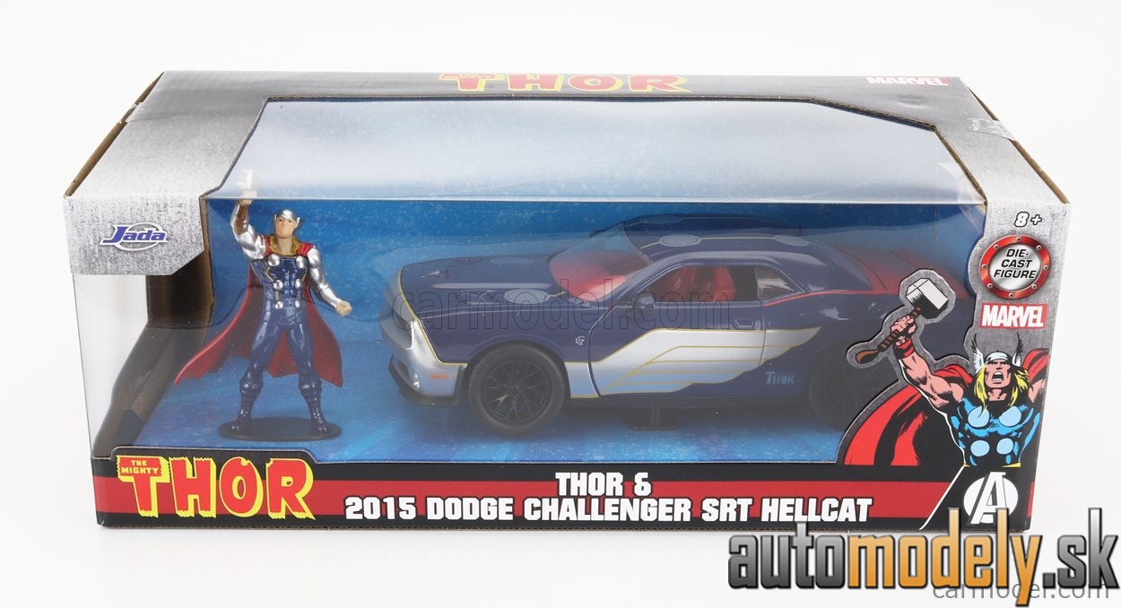 Jada - DODGE CHALLENGER SRT8 WITH THOR FIGURE 2015 BLUE SILVER - 1:24