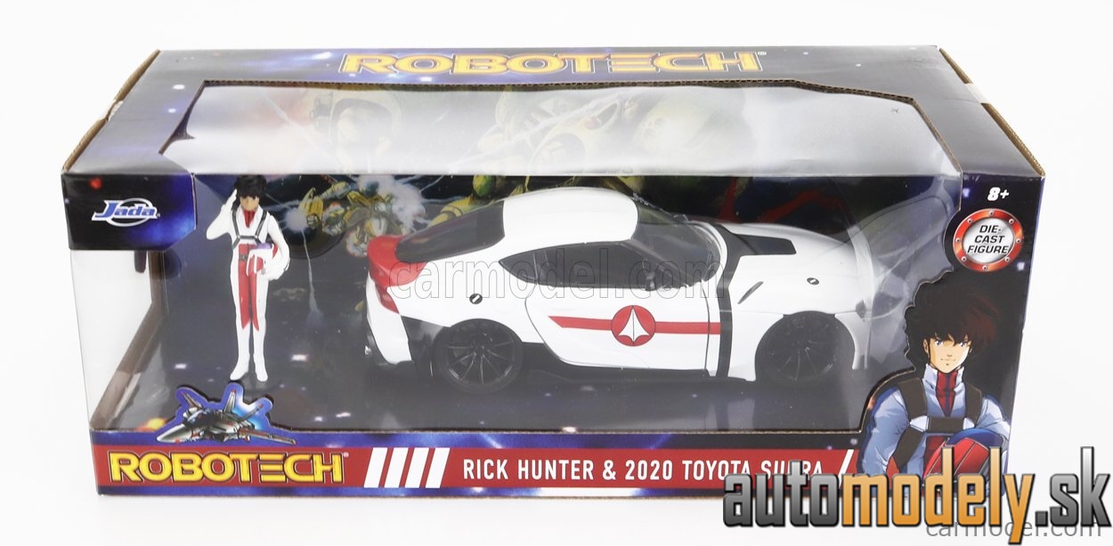 Jada - TOYOTA SUPRA WITH RICK HUNTER FIGURE ROBOTECH 2020 WHITE RED - 1:24