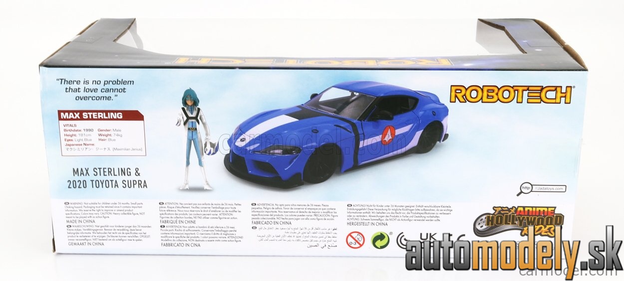 Jada - TOYOTA SUPRA WITH MAX STERLING FIGURE ROBOTECH 2020 LIGHT BLUE WHITE - 1:24