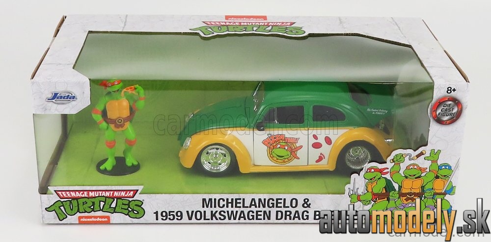 Jada - VOLKSWAGEN BEETLE 1962 MICHELANGELO NINJA TURTLES YELLOW GREEN - 1:24