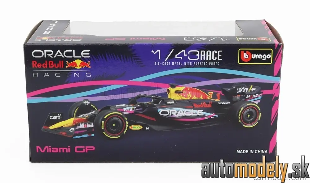 BURAGO - RED BULL F1 RB19 TEAM ORACLE RED BULL RACING N 1 WORLD CHAMPION WINNER MIAMI GP 2023 MAX VERSTAPPEN MATT BLUE - 1:43