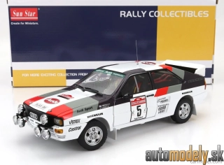 SUN-STAR - AUDI - QUATTRO A2 N 5 RALLY SANREMO 1983 HANNU MIKKOLA - ARNE HERTZ - WHITE BROWN RED - 1:18