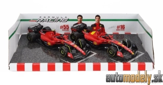 Bburago - FERRARI - SET F1 2X SF-23 TEAM SCUDERIA FERRARI N 16 SEASON 2023 CHARLES LECLERC + N 55 SEASON 2023 CARLOS SAINZ - 1:43