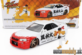 JADA - NISSAN - SKYLINE GT-R (R34) ADVAN 2002 WITH STREET FIGHTER RYU FIGURE - 1:24