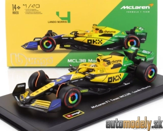 BURAGO - McLAREN - F1 MCL38 TEAM MCLAREN N 4 4th MONACO GP (SENNA 30th ANNIVERSARY) 2024 LANDO NORRIS - 1:43