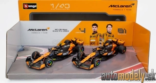 BURAGO - McLAREN - SET F1 2X MCL38 TEAM MCLAREN N 4 SEASON 2024 LANDO NORRIS + N 81 SEASON 2024 OSCAR PIASTRI - 1:43