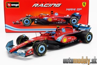 Bburago - FERRARI - F1 SF-24 TEAM SCUDERIA FERRARI N 55 5th MIAMI GP 2024 CARLOS SAINZ - 1:18