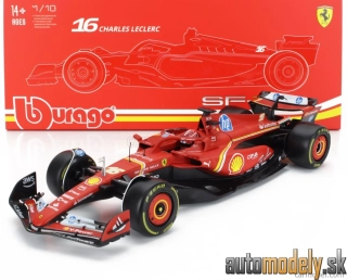 Bburago - FERRARI - F1 SF-24 TEAM SCUDERIA FERRARI N 16 4th EMILIA ROMAGNA IMOLA GP 2024 CHARLES LECLERC - 1:18