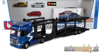 Burago - IVECO FIAT - S-WAY 570 TRUCK CAR TRANSPORTER + AUDI E-TRON GT 2021 - 1:43