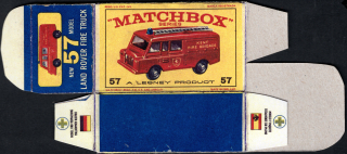 Replika Box - Matchbox Regular Wheels - No.57 Land Rover Fire Truck