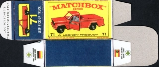 Replika Box - Matchbox Regular Wheels - No.71 Jeep Pick-Up Truck