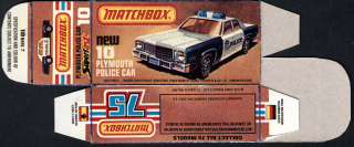 Replika Box - Matchbox Superfast - No.10 Plymouth Police Car
