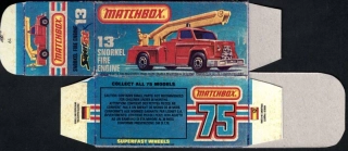 Replika Box - Matchbox Superfast - No.13 New Snorkel Fire Engine