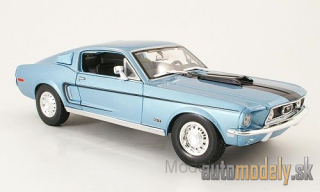 Maisto - Ford Mustang GT Cobra Jet, met.-light blue/black , 1968 - 1:18