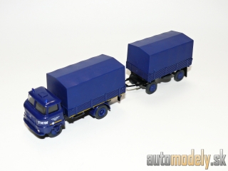S.E.S. Minicars - IFA W50 Pritschen-LKW mit Anhänger "THW Technisches Hilfswerk Berlin" - 1:87