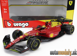 Bburago - FERRARI - F1-75 SCUDERIA FERRARI N 55 4th MONZA GP ITALY 2022 CARLOS SAINZ - YELLOW WHEELS - RED YELLOW - 1:18