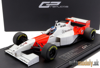 GP-REPLICAS - McLAREN - F1 MP4/11 3.0L V10 CENTRAL WING MARLBORO MERCEDES TEAM N 7 6th MONACO GP 1996 WITH PILOTE FIGURE MIKA HAKKINEN - CON VETRINA - WITH SHOWCASE - 1:18