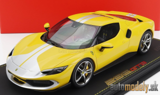 BBR-MODELS - FERRARI - 296 GTB ASSETTO FIORANO 2022 - CON VETRINA - WITH SHOWCASE (GIALLO MODENA - YELLOW SILVER) - 1:18