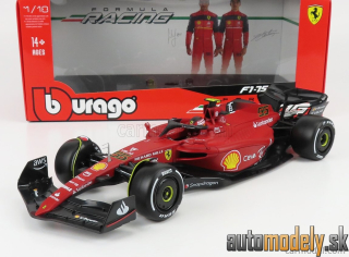 Bburago - FERRARI - F1-75 SCUDERIA FERRARI N 55 SEASON 2022 CARLOS SAINZ - WHITE WHEELS - RED - 1:18