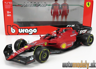 Bburago - FERRARI - F1-75 SCUDERIA FERRARI N 16 SEASON 2022 CHARLES LECLERC - YELLOW WHEELS - RED - 1:18
