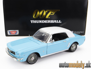 Motormax - FORD MUSTANG CONVERTIBLE SPIDER 1967 007 JAMES BOND THUNDERBALL OPERAZIONE TUONO LIGHT BLUE WHITE - 1:18