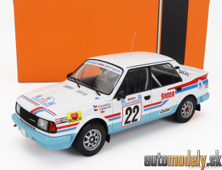 IXO - Škoda 130LR N 22 RALLY ACROPOLIS 1986 SVATOPLUK KVAIZAR JIRI JANECEK WHITE LIGHT BLUE - 1:18