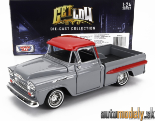 Motormax - CHEVROLET CHEVY APACHE FLEETSIDE PICK-UP CUSTOM 1958 GREY RED - 1:24
