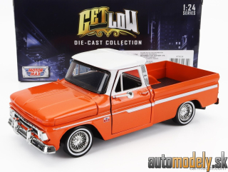 Motormax - CHEVROLET CHEVY C-10 FLEETSIDE PICK-UP CUSTOM 1966 ORANGE MET WHITE - 1:24