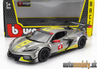 Bburago - CHEVROLET C8.R 6.2L V8 TEAM CORVETTE RACING N 4 RACING 2021 GREY YELLOW - 1:24
